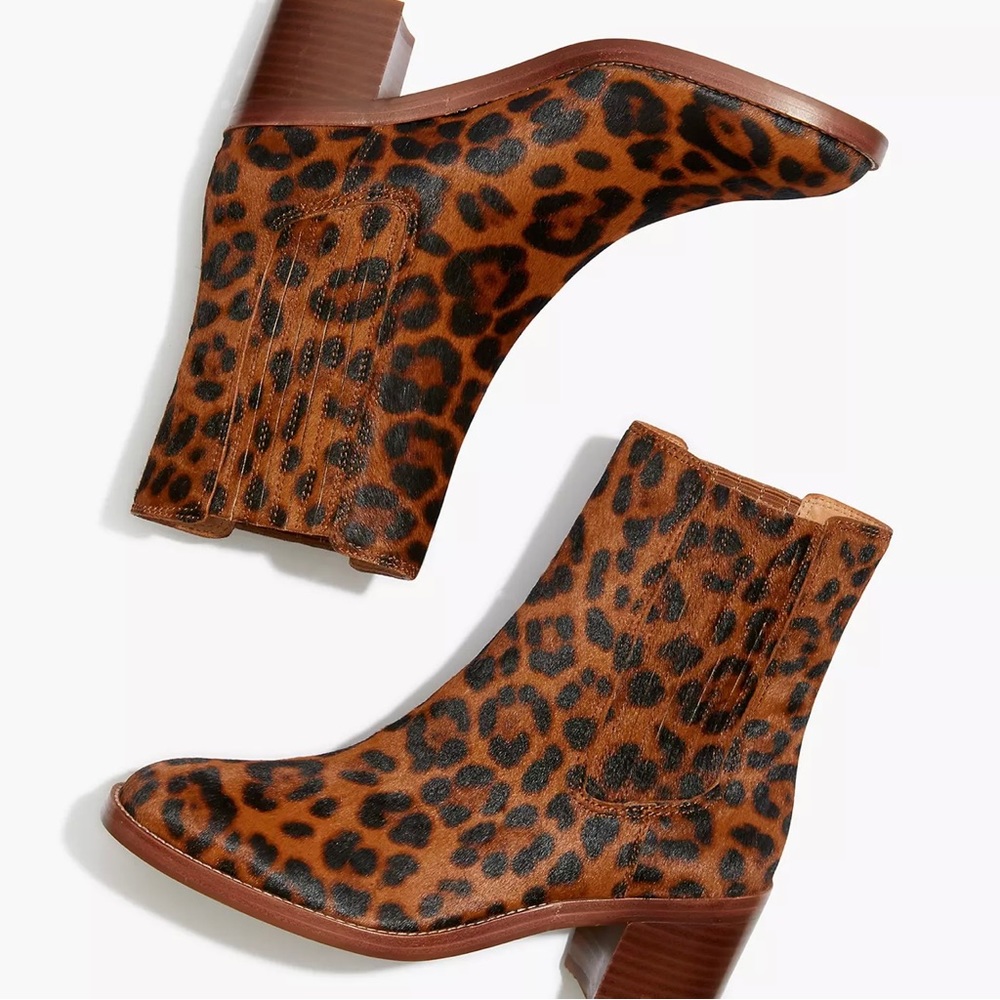 Madewell The Autumn High Chelsea Boot in Leopard Calf Hair- New - Picture 2 of 9